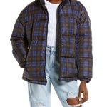 Nordstrom BP. | NWT | XS | Oversized Puffer Jacket in Purple Earl Ombre Plaid Photo 0