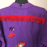 Vintage NY B’WAY purple long sleeve button down red hat society top size large Photo 14