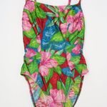 One Piece Vintage 80s Amber Bay Floral Swimsuit Photo 2