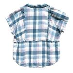 Lucky Brand  Women’s Plaid Short Sleeve Raw Edge Button Front Shirt Photo 4