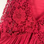 J Gee Babydoll Lace Crochet Tunic Mini Dress Sz Large Red Bell Sleeve Flowy Photo 3