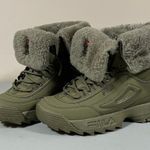 FILA Olive Green Disruptor Shearling Fur Winter Ankle Boots Booties Sneakers Shoes Size 9 🤍❤️💙 Photo 4
