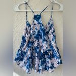 Ro & De  Tie Dye Purple, Blue Racerback Style Peplum Tank, Side Zip; size S Photo 4