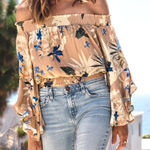 ASTR  The Label Revolve Floral Off the Shoulder Top Size Small Photo 0