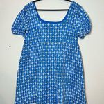 Rhode Target Blue Eyelet Embroidered Mini Dress Babydoll Puff Sleeves Size XL Photo 2