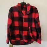 Gap  plaid red and black fleece pullover size small Photo 0