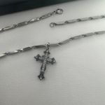 CZ Cross Pendant Necklace for Men Women Streetwear Punk Hip Hop Unisex Style Silver Photo 3