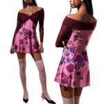 Kimchi Blue Urban Outfitters  Sydney Pink Floral Off The Shoulder Mini Dress M Photo 1