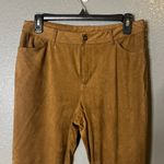Brown Faux Suede Luxe Taylor Pants (Size Medium) Tan Photo 3