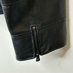 Tory Burch  Lila Tiered Black Leather Wool Contrast Jacket Size 8 Photo 7