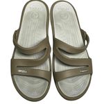 Crocs Shoes Womens 11 Tan Strappy Patricia Wedge Sandals Comfort Slip On Beach Photo 2