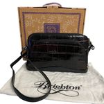 Brighton Leather Croc Burgundy Brown Purse Handbag Adjustable Shoulder Heart Bag Photo 9