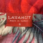 LAVAHUT Hawaiian Sleeveless Button Up Shirt Red Tropical Palm Hibiscus Women's S Photo 2