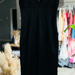 Abercrombie & Fitch Abercrombie black plunge v neck satin midi dress nwt small Photo 0