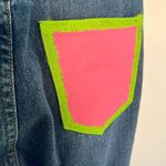 SheIn  Straight Leg Jeans Painted Back Pink Green Angel Photo 8