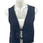 ZARA Women's Navy Blue Tie Knit Sleeveless Cropped Cardigan Vest Top Size M Photo 0