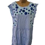 Gaby & Gracie Embroidered Boho Peasant Midi Dress S Flutter Sleeve Tiered Blue Photo 0