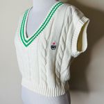 Chiara Ferragni White and Green Cable Knit Cropped Top Size L Photo 2