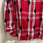 Woolrich Women’s  Red Flannel Diamond Plaid Button Up Long Shirt Size Medium Photo 1