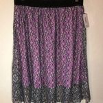 LuLaRoe Lola Skirt Black Floral Lace over Bright Neon Pink Lining Sz XL NWT Photo 0