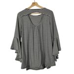 Boutique  MTS Black & White Stripe Bell Long Sleeve Top L Photo 1