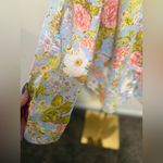 Joie  100% Linen Button Up Blue Peach White Floral, Size XL Shirt Top Blouse Photo 4