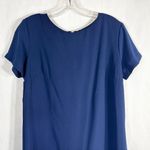 Lulus  Small Dress Navy Blue Shift Mini Short Sleeve Satin Back Zip‎ 43232 809 Photo 2