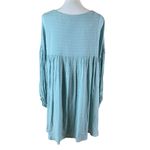 Versona  Swiss Dot Long Sleeve Babydoll Tunic Top Blue Medium Photo 2