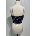 Likely  Alias Floral Print Ruched Crop Top‎ Tank Top Cerulean Blue Detail Large Photo 3