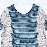 We The Free  Striped Lace Side Tunic Top Women's S/P Blue Grey Photo 14