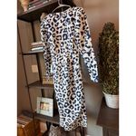 Ronny Kobo Jade Silk Midi Dress Animal Print Navy Blue White Womens Size Small Photo 6