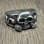Unique Gothic Skull Snake Flower Alloy Metal Ring Statement Piece Silver Photo 0