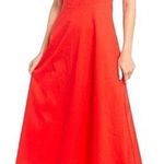 New Cremieux Dress Womens 4 Midi Smocked Back Ruffle Shoulder Summer Red Coastal Photo 0