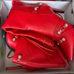 NIB Azalea‎ Wang Maeve Stiletto Boots Sz 9 Bright Red Fringe Maximalism Studded Photo 6