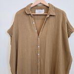 Acacia Swimwear Olive Green Oahu Oversized Dress Coverup Women's Large Yellow Photo 7