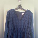 J.Crew  V Neck Navy Long Sleeve Eyelet 100% Cotton Dress Size 14 Photo 1