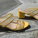 Lulus Saar Yellow Suede Block Heel Slides Photo 4