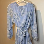 Flying Tomato Womens Light Blue Floral Ruffle Sheer Long Sleeve Dress Photo 0