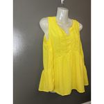 Merona  Shirt Womens XL Yellow Sleeveless Swiss Dot Peplum Babydoll Split Neck Photo 2