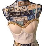 Micas  White Corset Gold Chain Corset Bustier Top Size Medium Photo 0