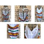 Loft Beach Swimsuit Size 4 Striped One Piece Halter Shelf Bra V Neck New… Photo 9