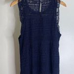 Joie  Women's Lupe Sleeveless Round Neck Lace Ruffle Cotton Blend Blue Top, Large Photo 2