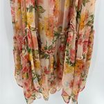 ZARA  Tiered Flowy Boho Peach Orange Floral Midi Dress Spaghetti Strap xs-small Photo 11