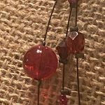 NY&CO NY & Co Multi Strand Illusion Choker Necklace Red Acrylic Beads Gunmetal Photo 2