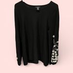 Alfani Cute black oversized sweater 3d floral sleeve appliqué beaded detail whimsigoth Photo 1