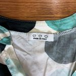 Tiered Dress Polka Dot Watercolor 3/4 Sleeve V Neck Casual Cute Fun Blue Size L Photo 1