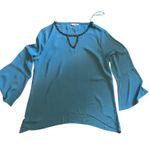 Juicy Couture Womens Top XL Sequin Trim Dark Turquoise Bling Sheer Peasant Boho Photo 0