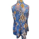 Urban Diction Women's M Floral Blue Button Down Sleeveless Shirt Colorful Boho‎ Size M Photo 2