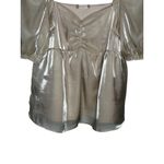 Altar'd State  Metallic Puff Sleeve Square Neck Babydoll Top Women Size Medium Photo 5