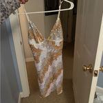 Angel Biba White, gold, and silver sparkle mini dress Photo 3